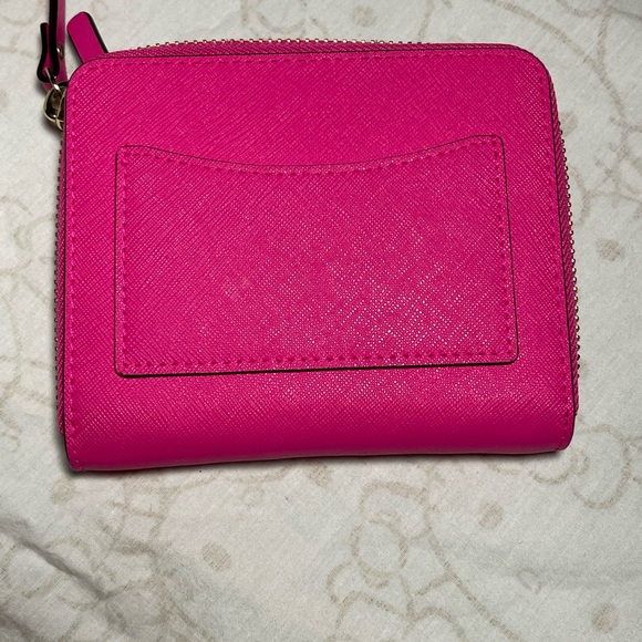 Kate Spade saffiano compact zipper bifold pink wallet - Picture 3 of 7